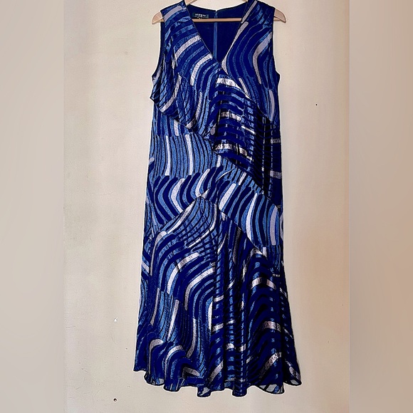 LAFAYETTE 148 New York Navy Patterned Maxi Dress - Picture 4 of 12